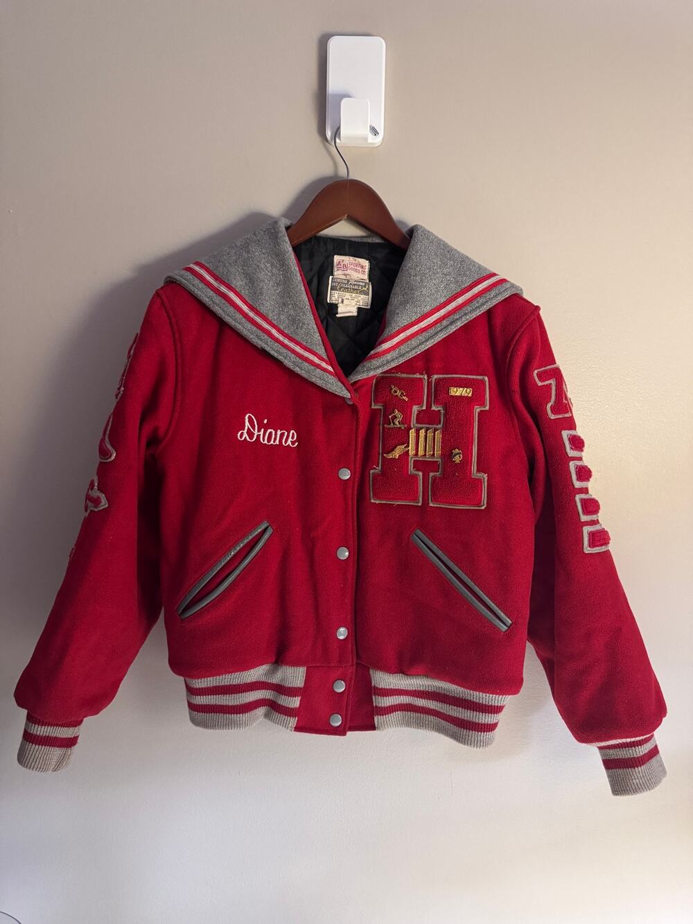 Vintage 1970s A&B Sporting Goods Letterman Jacket Henry Varsity Wool Pins Diane